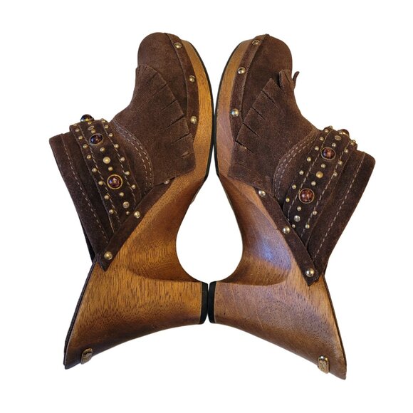 Michael Kors Suede Fringe Studded Clogs - Picture 3 of 11